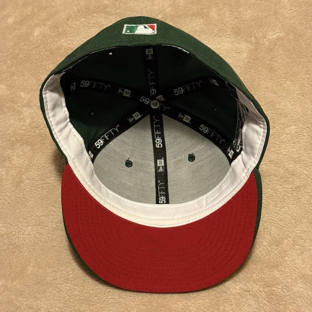 Detroit Tigers New Era Cooperstown 59Fifty Green Red UV Fitted Hat 7 3/8